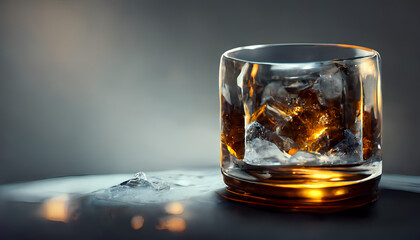Whiskey glass with ice