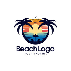 Vector logo beach illustration