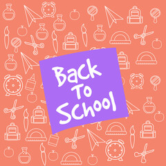 Fototapeta premium Educational theme background, back to school with school equipment 