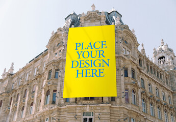 Banner on the Building Advertisement Mockup