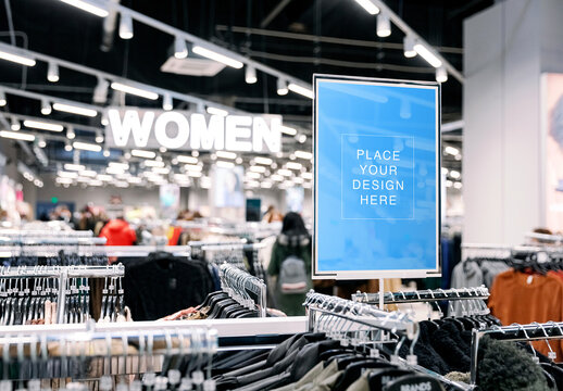 Women Clothes Brand Store Rack Stand Mock-Up
