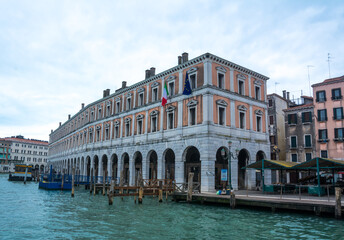Naklejka premium View of the Grand Canal in Venice, Veneto, Italy, and ancient buildings.