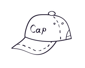 Baseball cap isolated hand drawn doodle line sketch vector illustration