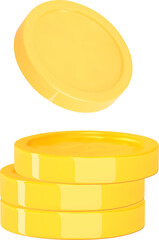3d render stack of gold coins.Money icon.