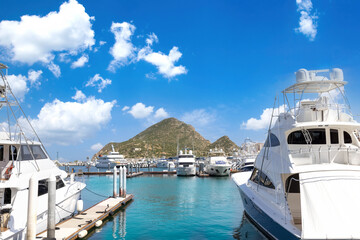 Mexico, marina and yacht club in Cabo San Lucas, Los Cabos, departure point to El Arco and beaches.