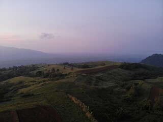 Beautiful aerial shot of mountain in Philippines with sunrise