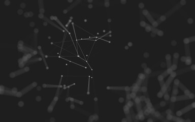 Abstract background. Molecules technology with polygonal shapes, connecting dots and lines. Connection structure. Big data visualization.