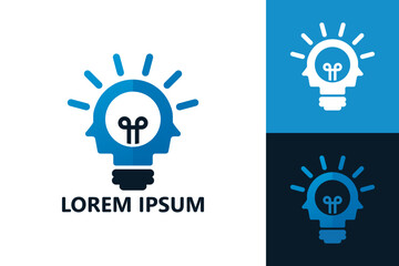 Two head bulb idea logo template design vector