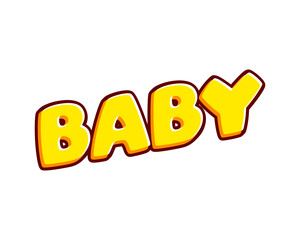 Baby. Cute phrase lettering isolated on white colourful text effect design vector. Text or inscriptions in English. The modern and creative design has red, orange, yellow colors.