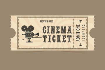 vintage ticket cinema. Vector ticket illustration.
