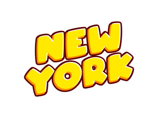 New York. American City phrase lettering isolated on white colourful text effect design vector. Text or inscriptions in English. The modern and creative design has red, orange, yellow colors.