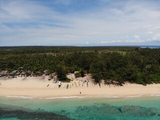 Beautiful aerial shot of beaches and islands in Philippines