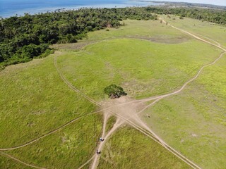 Beautiful aerial shot of beaches and islands in Philippines