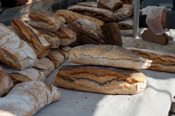 Sour dough bread made and baked with natural yeast starter