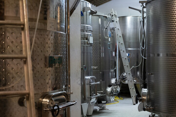 Modern equipment for producing of red, rose and white wine on South of France in Provence.