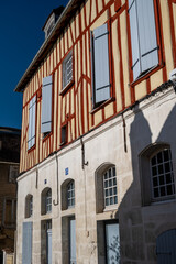 Old streets and houses of Auxerre, medieval city on river Yonne, north of Burgundy, France