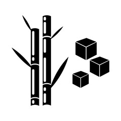 Sugar cane icon. Flat design illustration in black and white.