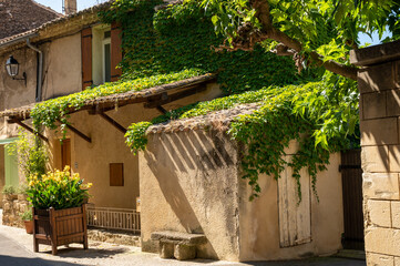 VIew on medieval buildings in sunny day, vacation destination wine making village...
