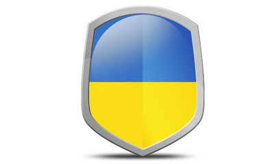 Shield painted in the colors of the flag of Ukraine