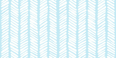 Seamless hand drawn light pastel blue chevron herringbone fabric pattern. Abstract geometric cute zigzag arrow lines background texture. Boy's birthday, baby shower or nursery wallpaper design.