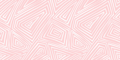 Seamless playful hand drawn light pink abstract geometric polygon stripe pattern. Cute diamond geode landscape line drawing background texture. Girls birthday, baby shower or nursery wallpaper design.