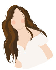 abstract woman portraits isolated on white background. Modern young feminine woman fashion minimal trendy people face in flat style. Vector hand drawn illustration