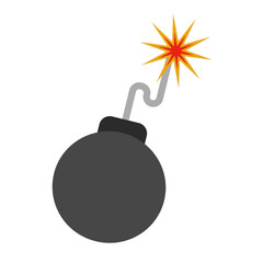 Fire ignited bomb icon. Hazardous material. Vector.