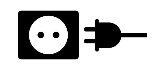 Socket and outlet silhouette icon set. Charging and plug connection. Power supply. Vector.