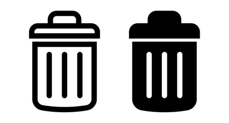 Trash can icon set. Delete button. Vector.