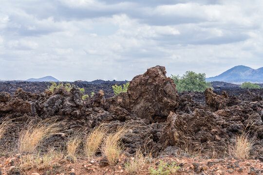 Landscape Scenery Of Shetani Lava Flow Tsavo West National Park Kenya