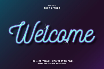 Fototapeta premium Welcome Neon Editable Text Effect