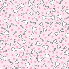 Dog bone seamless pattern vector French bulldog pug valentine wallpaper dogs patterns isolated pink background