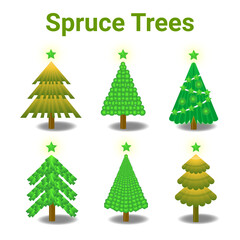 spruce tree vector with six versions