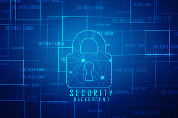 Digital Padlock on abstract technology background, Technology security concept. Modern safety digital background. Protection system, Cyber Security and safety information, personal data concept