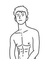 black and white of cute man cartoon for coloring