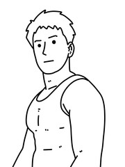 Fototapeta premium black and white of cute man cartoon for coloring