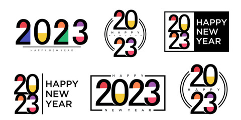 2023 Happy New Year logo text design.collection of 2023 number design template. Vector illustration.