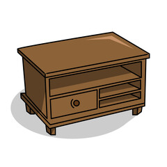 Vintage Television Desk Cartoon Vector Illustration