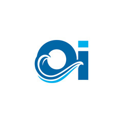 Typography of Oi with waves concept on 'O' letter.