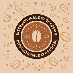 Symbol International coffee day, with coffee and cups in circles suitable for logos, posters, greeting cards, promotions. social media post