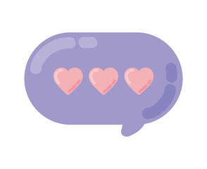 speech bubble and hearts