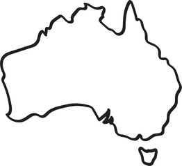 Doodle freehand outline sketch of Australia map. 