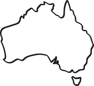 recommend clip art: Doodle freehand outline sketch of Australia map. 