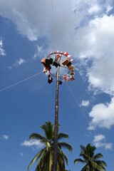 pole nut containing gifts in celebration of Indonesia's independence day, 17 august. Panjat pinang. 