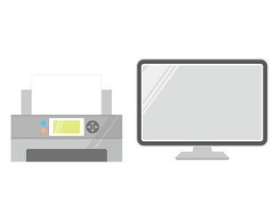 インクジェットプリンター　パソコン　アイコン　ベクターイラスト