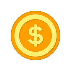 Money dollar coin with flat color, dollar bill symbol