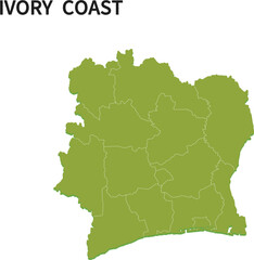 コートジボワール/IVORYCOASTの地域区分イラスト