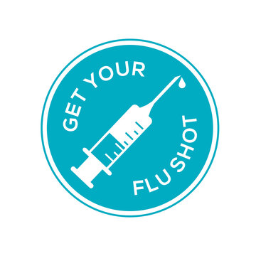 Get your flu shot with syringe injection symbol. Flu Vaccine