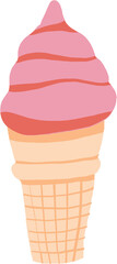 Colorful freehand drawing of a cone of icecream.