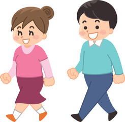 笑顔で歩く若いカップル